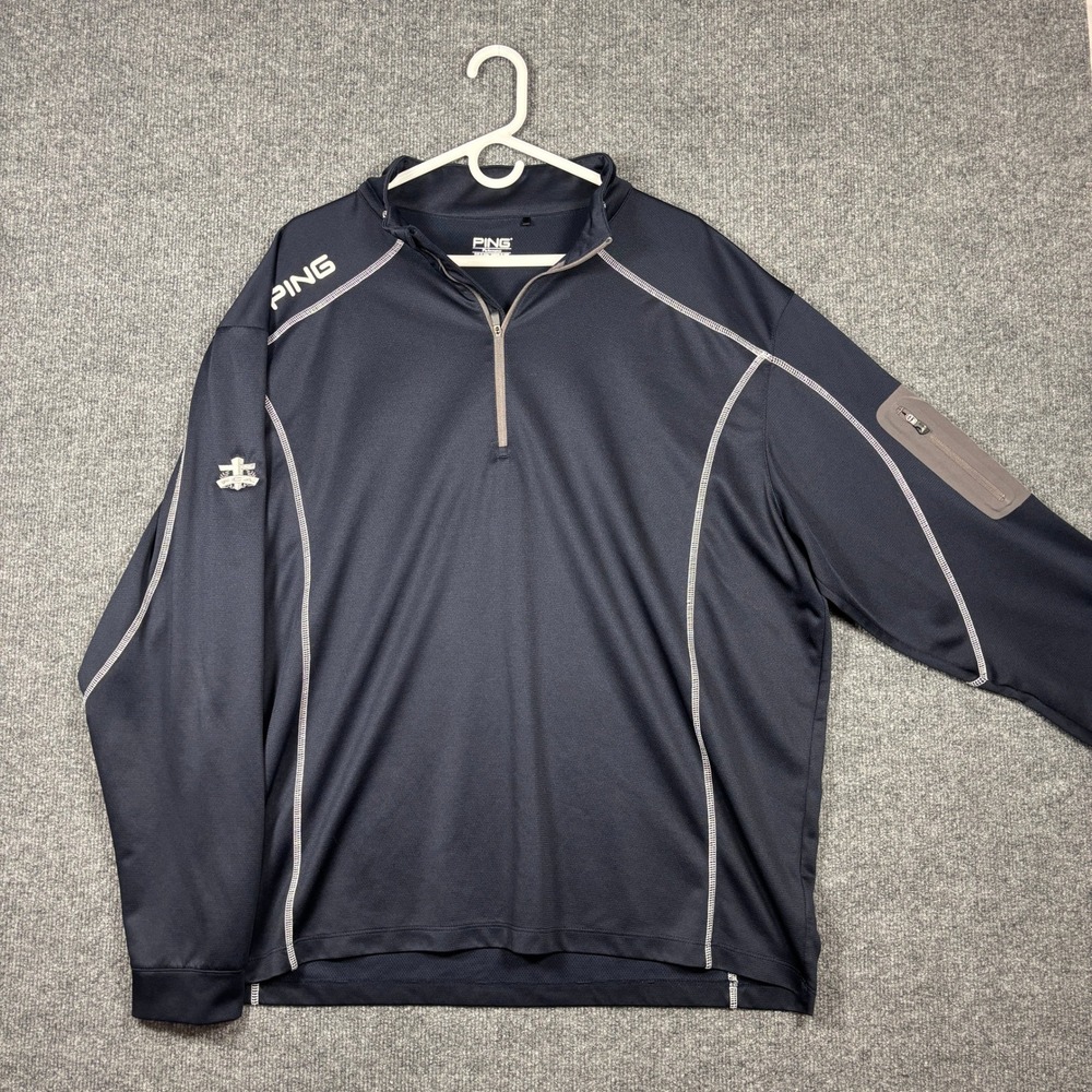 Ping Pullover Men XXL Navy Performance Quarter Zip Sleeve Pocket Contrast Stitch